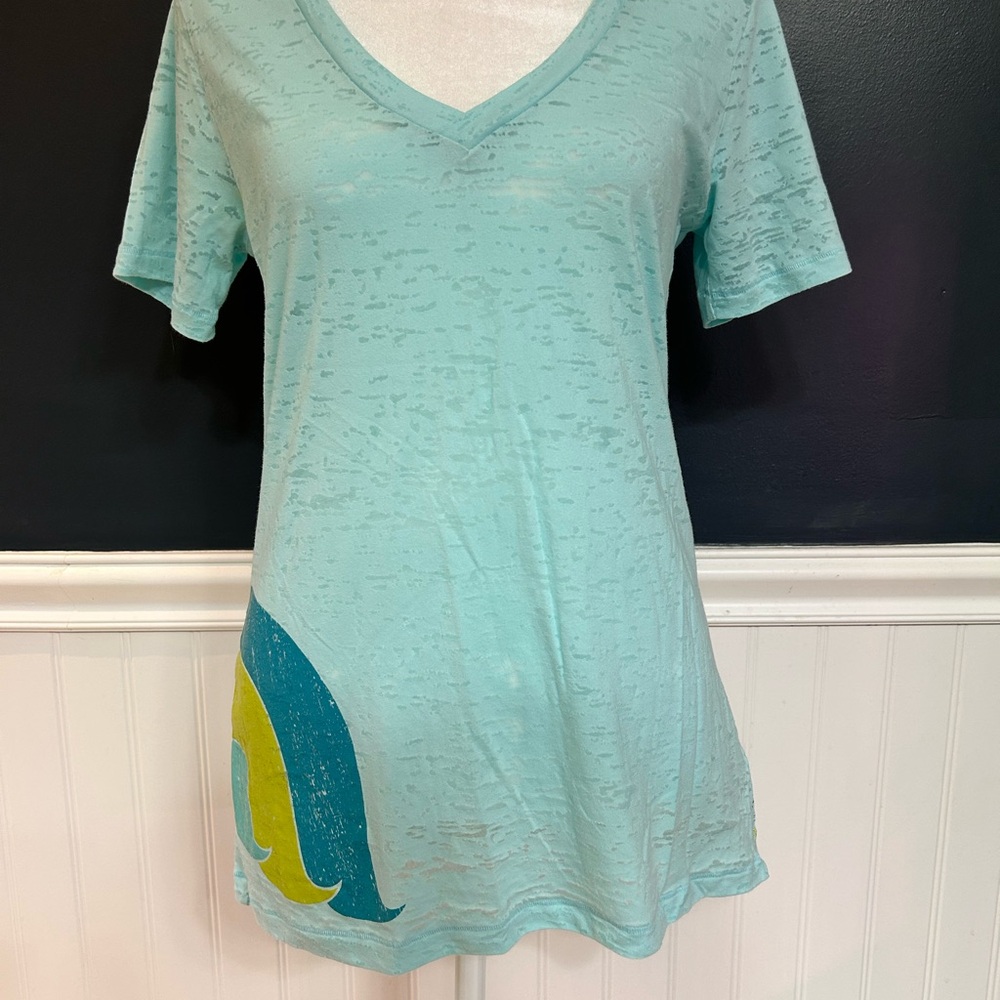 The North Face Light Blue and Yellow Short Sleeve Tee